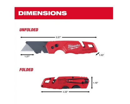 Milwaukee FASTBACK Folding Utility Knife and Compact Folding Utility Knife with Blade Storage and Gut Hook (2-Piece) 48-22-1503