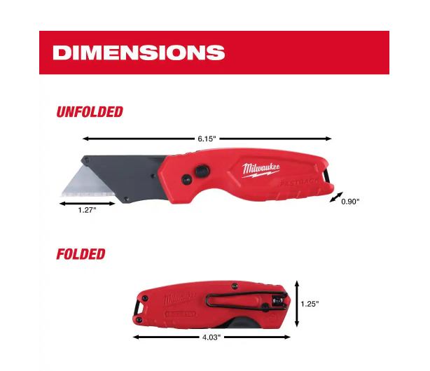 Milwaukee FASTBACK Folding Utility Knife and Compact Folding Utility Knife with Blade Storage and Gut Hook (2-Piece) 48-22-1503