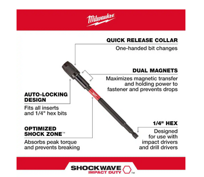 Milwaukee SHOCKWAVE 6" Impact Locking Bit Holder 48-32-4532