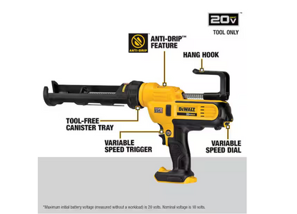 DEWALT 20V MAX Cordless 10oz / 300ml Adhesive Gun DCE560B (Tool Only)