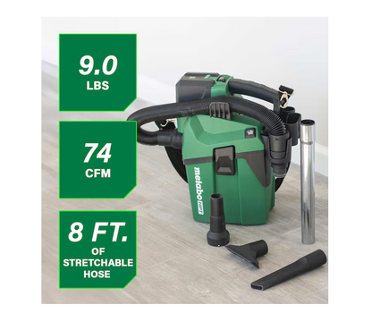 Metabo HPT 18-volt 1.6-Gallon HEPA Filter Cordless Wet/Dry Shop Vacuum w/ Accessories Included (Battery Not Included) RP18DAQ4
