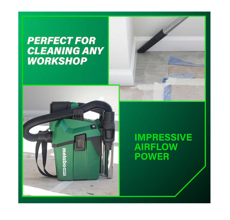 Metabo HPT 18-volt 1.6-Gallon HEPA Filter Cordless Wet/Dry Shop Vacuum w/ Accessories Included (Battery Not Included) RP18DAQ4