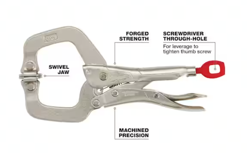 Milwaukee 6" TORQUE LOCK™ LOCKING C-CLAMP WITH SWIVEL JAWS - 48-22-3522