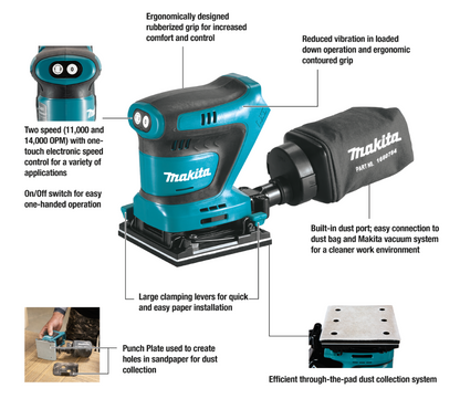 MAKITA 18V LXT® Lithium‑Ion Cordless 1/4 Sheet Finishing Sander (TOOL ONLY) - X0B02Z