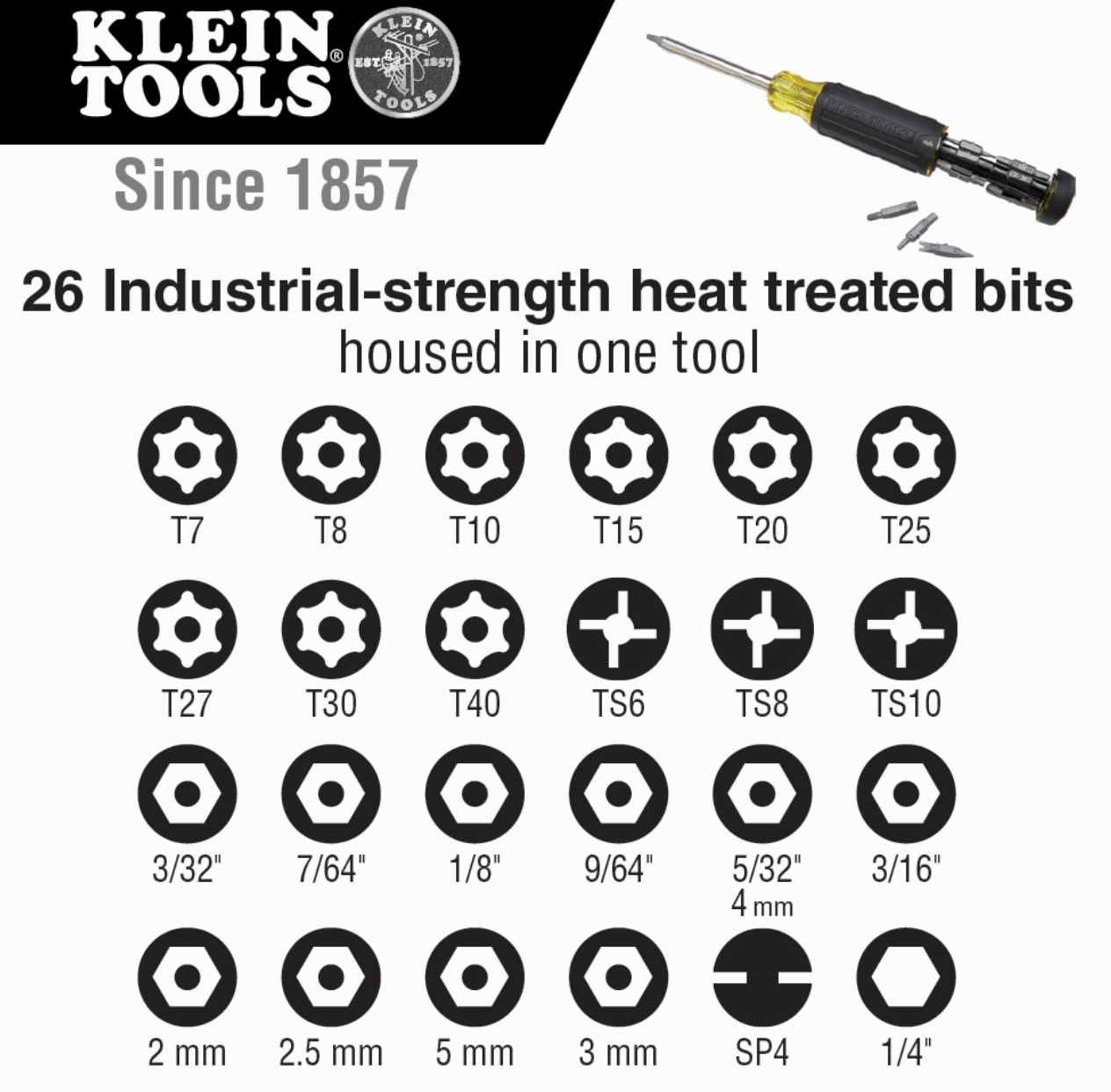 Klein Tools 27-in-1 Multi-Bit Tamperproof Screwdriver - 32307