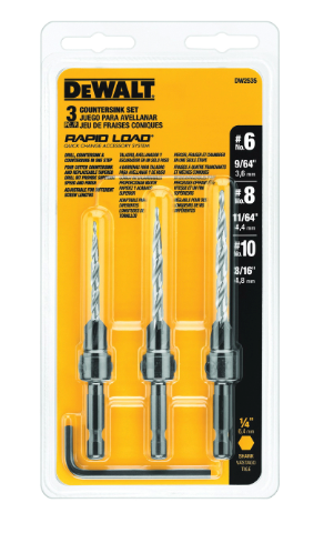 DeWalt 3 PC. COUNTERSINK SET (#6, #8, #10) - DW2535