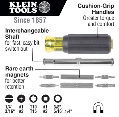 Klein Tools 11-in-1 Magnetic Screwdriver / Nut Driver - 32500MAG