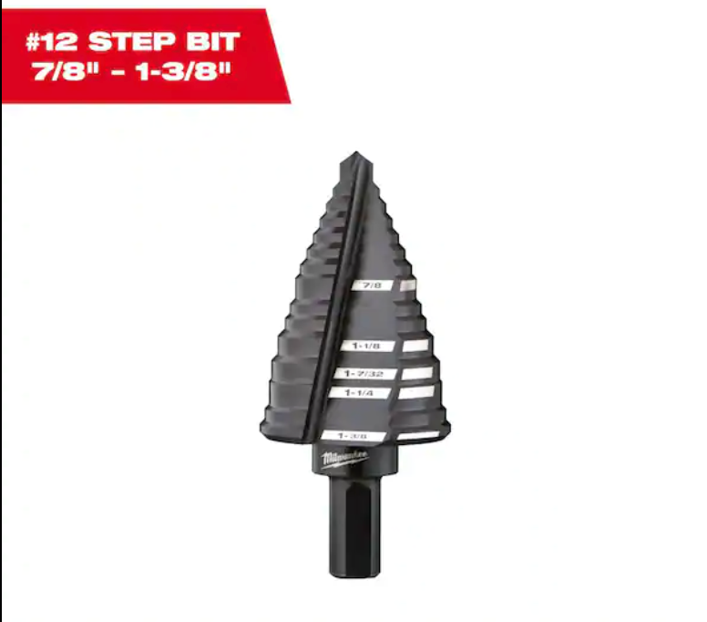 Milwaukee 7/8 in. - 1-3/8 in. #12 Black Oxide Step Drill Bit 5-Steps - 48-89-9212