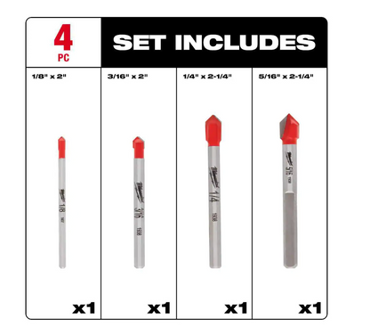 Milwaukee 4pc. Glass and Tile Bit Set (48-20-8988)