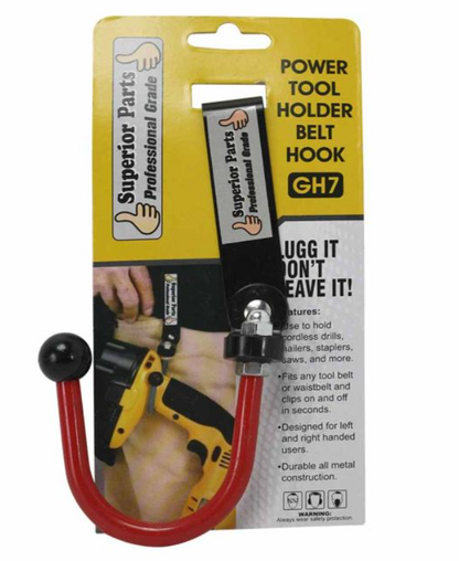 Superior Parts GH7 Hook Drill/Power Tool Holder with Metal Clip Belt