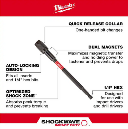 Milwaukee SHOCKWAVE Impact Duty 12 in. Magnetic Locking Bit Holder (48-32-4533)