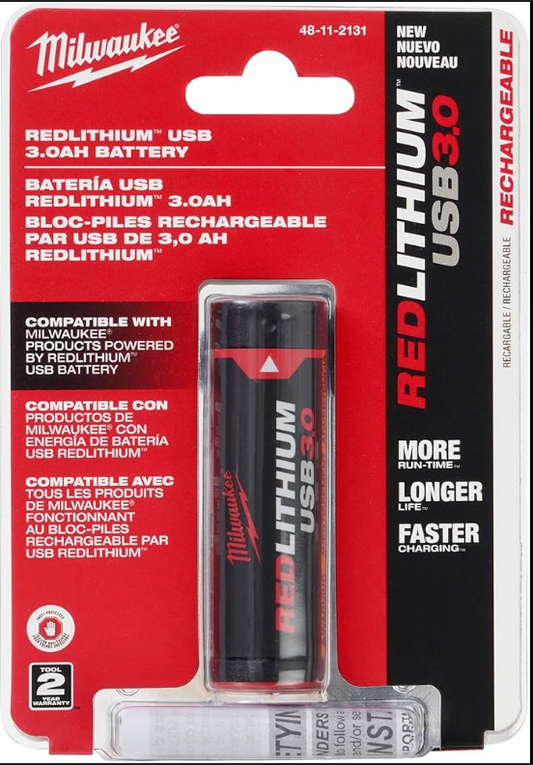 Milwaukee REDLITHIUM Lithium-Ion Rechargeable USB 3.0 AH Battery (48-11-2131)