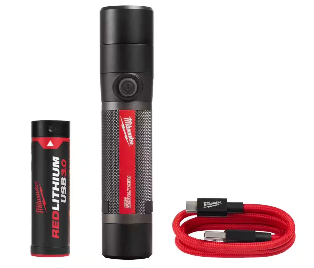 Milwaukee 800 Lumens LED USB Rechargeable HP Fixed Focus Flashlight (2160-21)