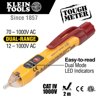 KLEIN TOOLS Dual Range Non-Contact Voltage Tester 12 - 1000V AC (NCVT-2P)