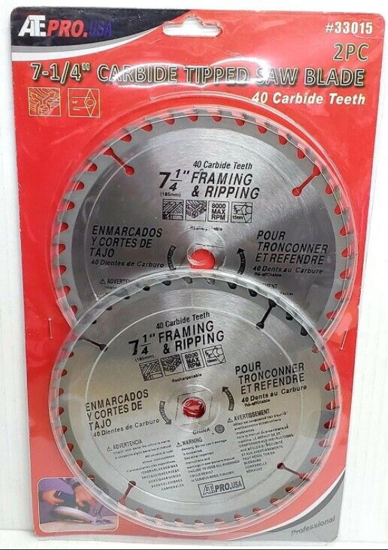 ATE PRO 2pc Circular Saw Blades Cutting 7-1/4" 40T Carbide Tips Metal #33015