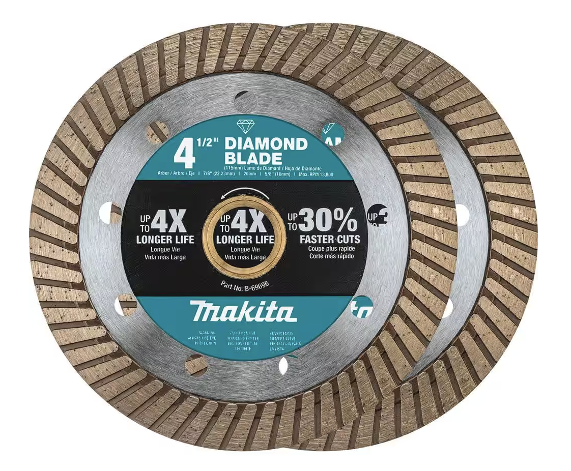 Makita 4.5 in. Turbo Rim Diamond Blade for General Purpose 2-Pack (B-69705)