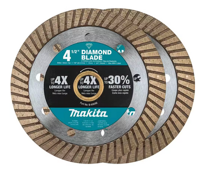 Makita 4.5 in. Turbo Rim Diamond Blade for General Purpose 2-Pack (B-69705)