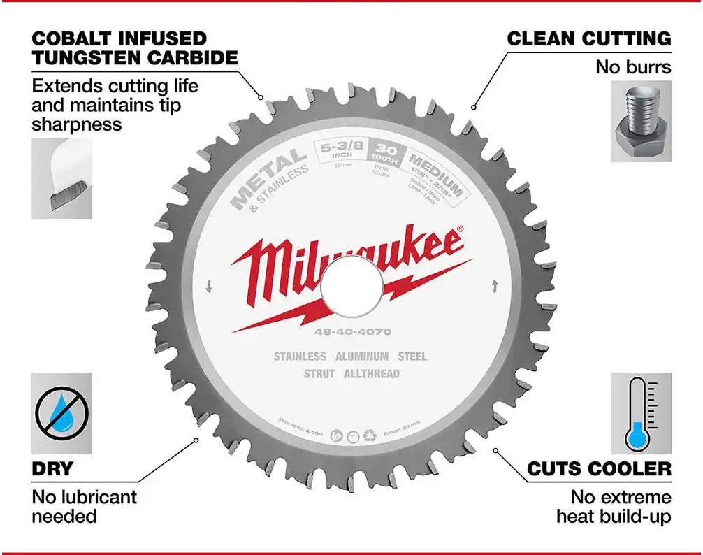 Milwaukee 5-3/8" Metal & Stainless Cutting Circular Saw Blade (48-40-4070)