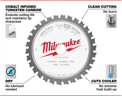 Milwaukee 5-3/8" Metal & Stainless Cutting Circular Saw Blade (48-40-4070)