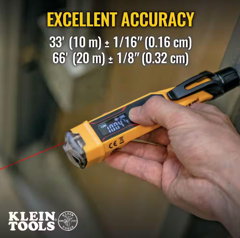 KlEIN TOOLS (NCVT-6) Non-Contact Voltage Tester Pen, 12-1000V AC, with Laser Distance Meter