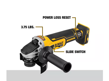 DEWALT 20V XR 4.5" Slide Switch Small Angle Grinder with Kickback Brake DCG405B (TOOL ONLY)