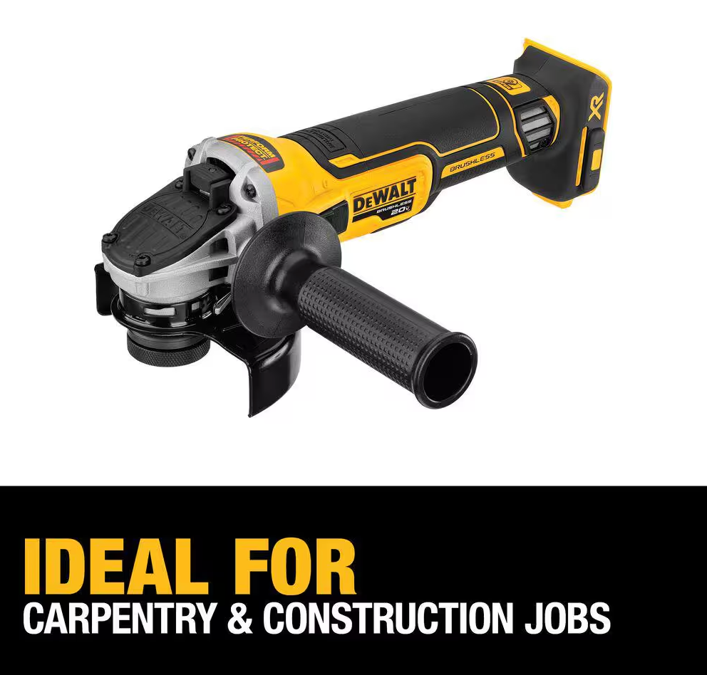 DEWALT 20V XR 4.5" Slide Switch Small Angle Grinder with Kickback Brake DCG405B (TOOL ONLY)