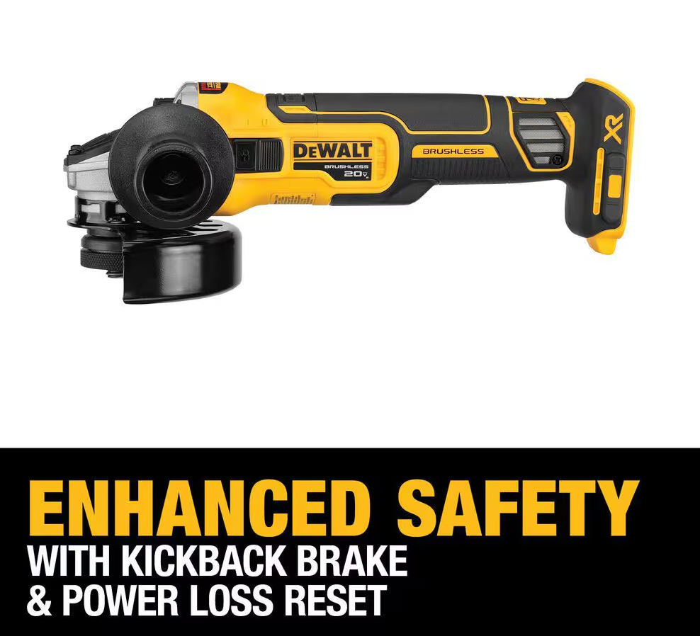 DEWALT 20V XR 4.5" Slide Switch Small Angle Grinder with Kickback Brake DCG405B (TOOL ONLY)