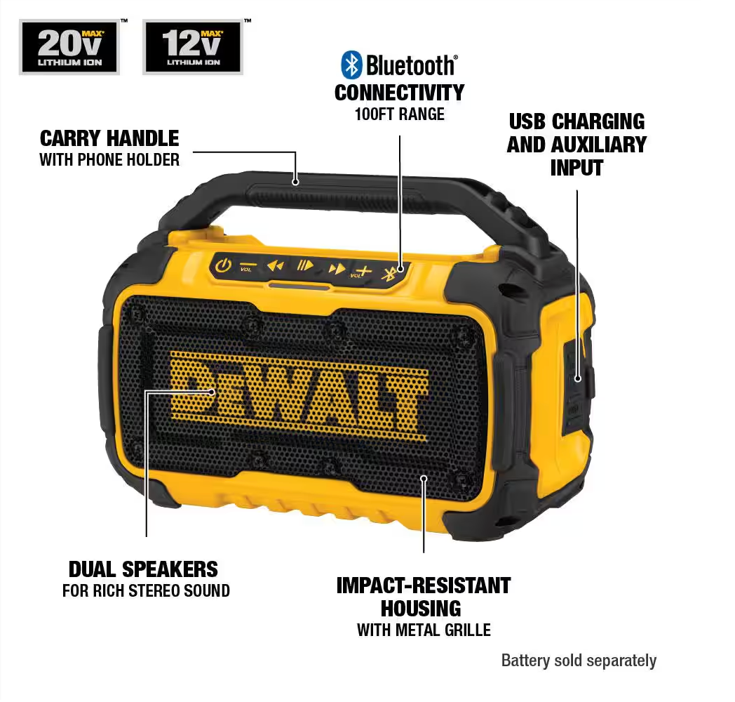 DEWALT 20V Bluetooth Speaker DCR010 (TOOL ONLY)