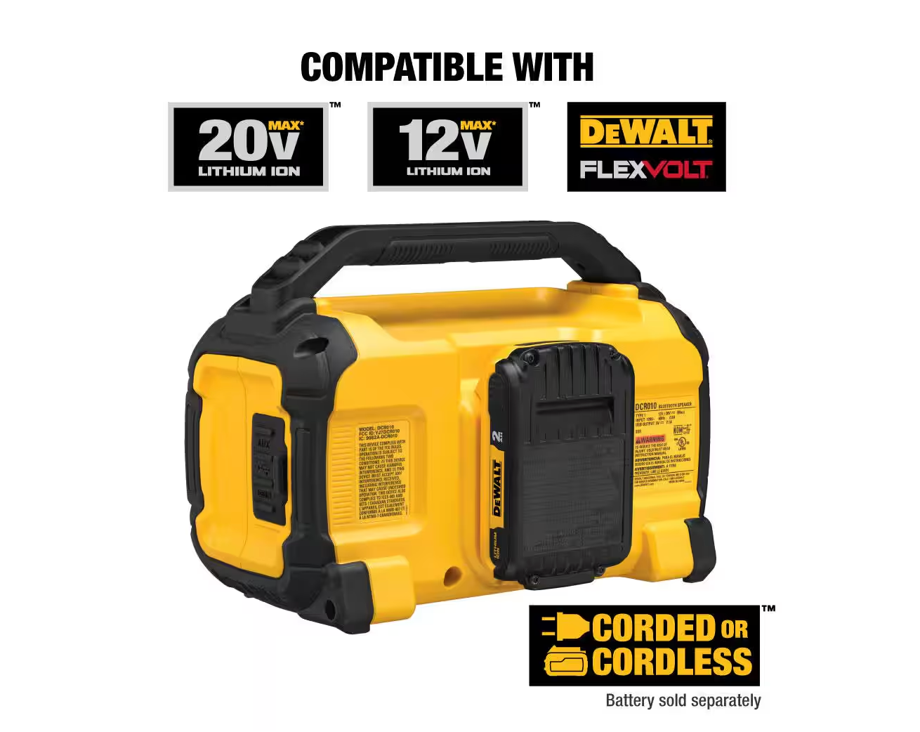 DEWALT 20V Bluetooth Speaker DCR010 (TOOL ONLY)