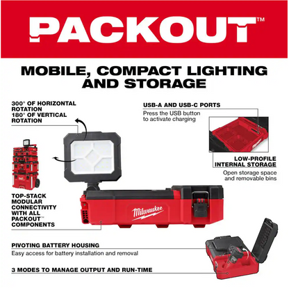 Milwaukee M12 12V PACKOUT Flood Light w/ USB Charging 2356-20 (TOOL ONLY)