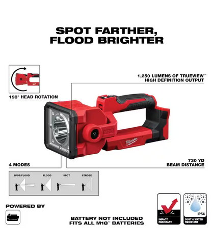 Milwaukee M18 18V 1250 Lumens Lithium-Ion Cordless Search Light 2354-20 (LIGHT ONLY)