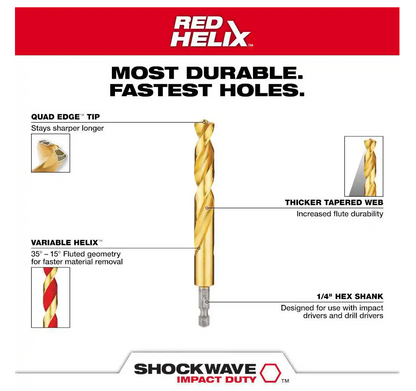 Milwaukee SHOCKWAVE Impact Duty Titanium Drill Bit Set 15-Piece (48-89-4670)