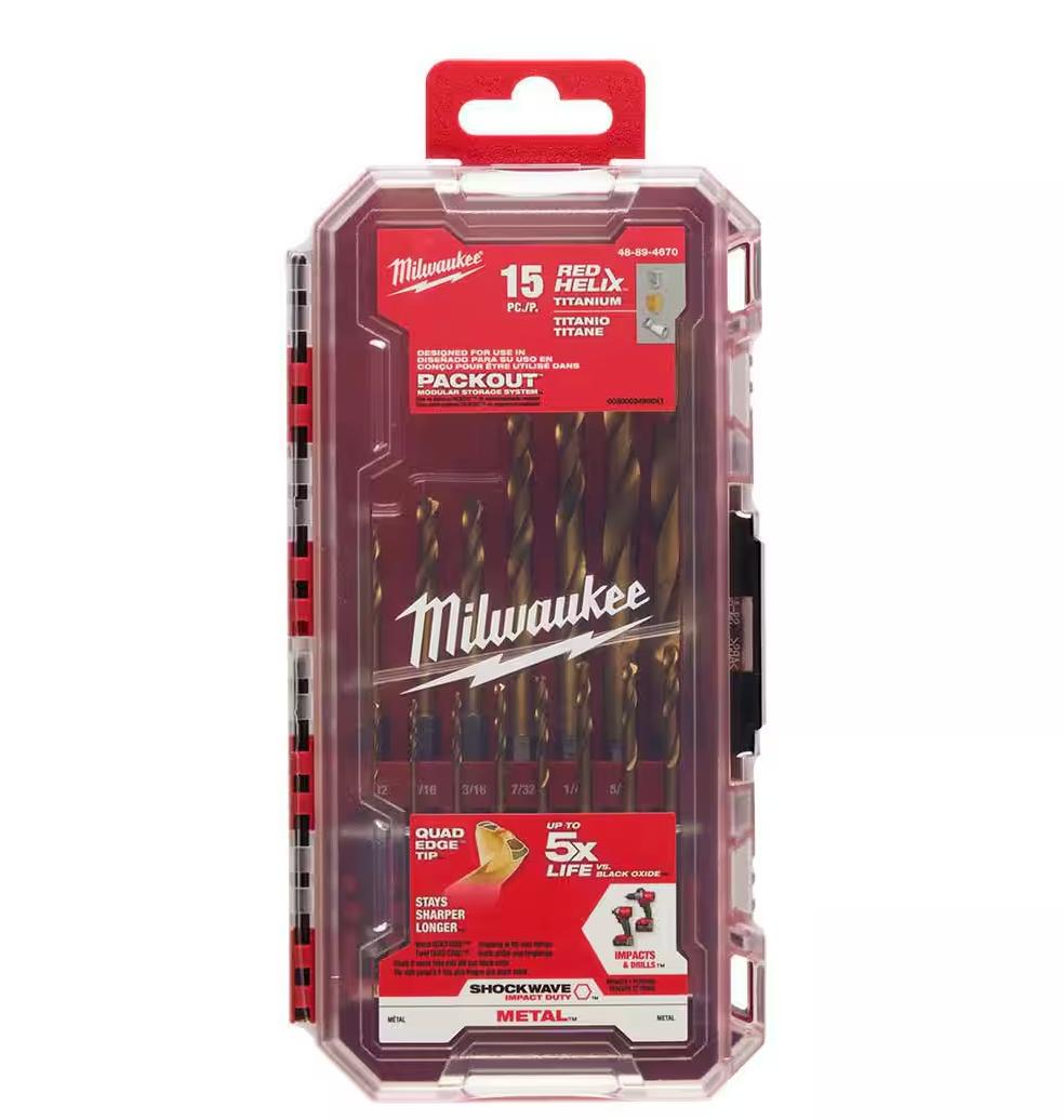 Milwaukee SHOCKWAVE Impact Duty Titanium Drill Bit Set 15-Piece (48-89-4670)