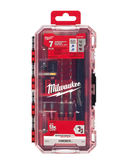 Milwaukee Carbide Hammer Drill Concrete Screw Installation Kit 7-Piece (48-20-9097)