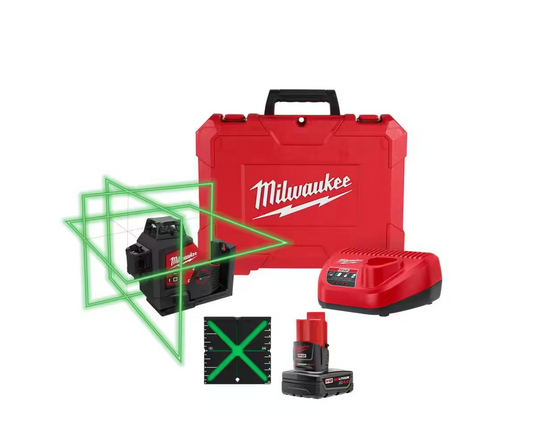 Milwaukee M12 12V Green 250ft. 3-Plane Laser Level Kit 3632-21