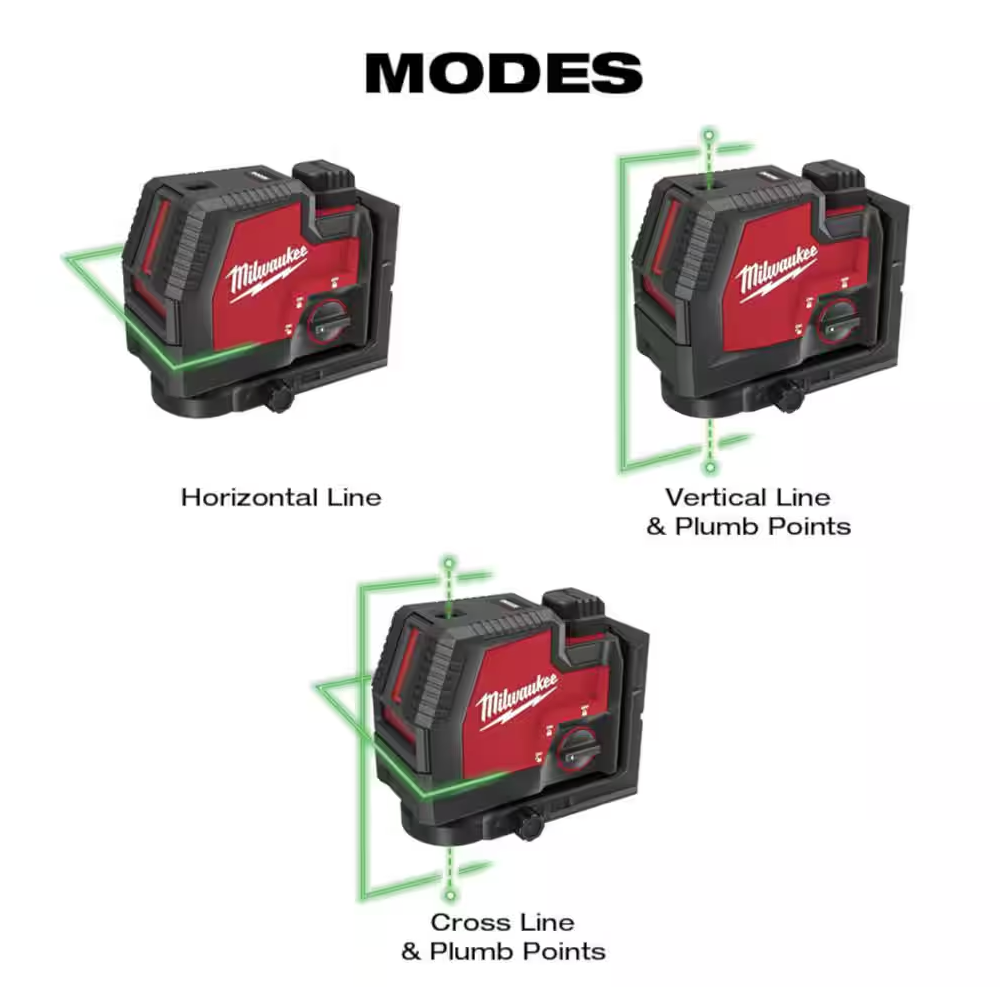 Milwaukee 100ft. Green Cross Line and Plumb Points Rechargeable Laser Level Kit (3522-21)