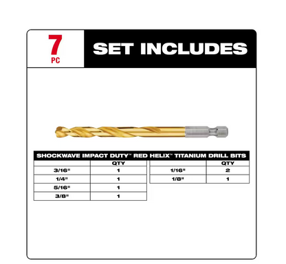 Milwaukee SHOCKWAVE Impact Duty Titanium Drill Bit Set 7-Piece (48-89-4637)