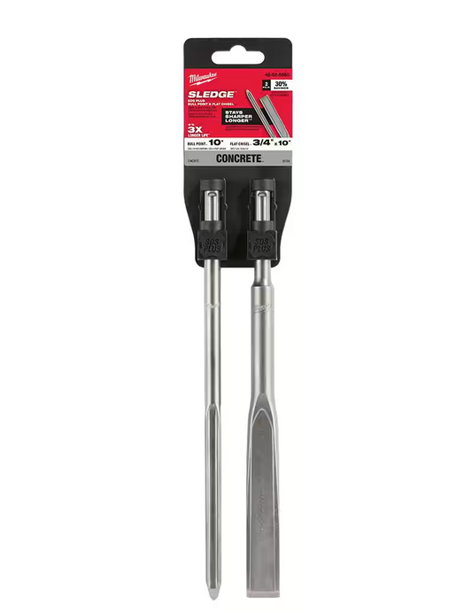 Milwaukee SLEDGE SDS-PLUS Bull Point and Flat Chisel Set 2-Pack (48-62-6080)