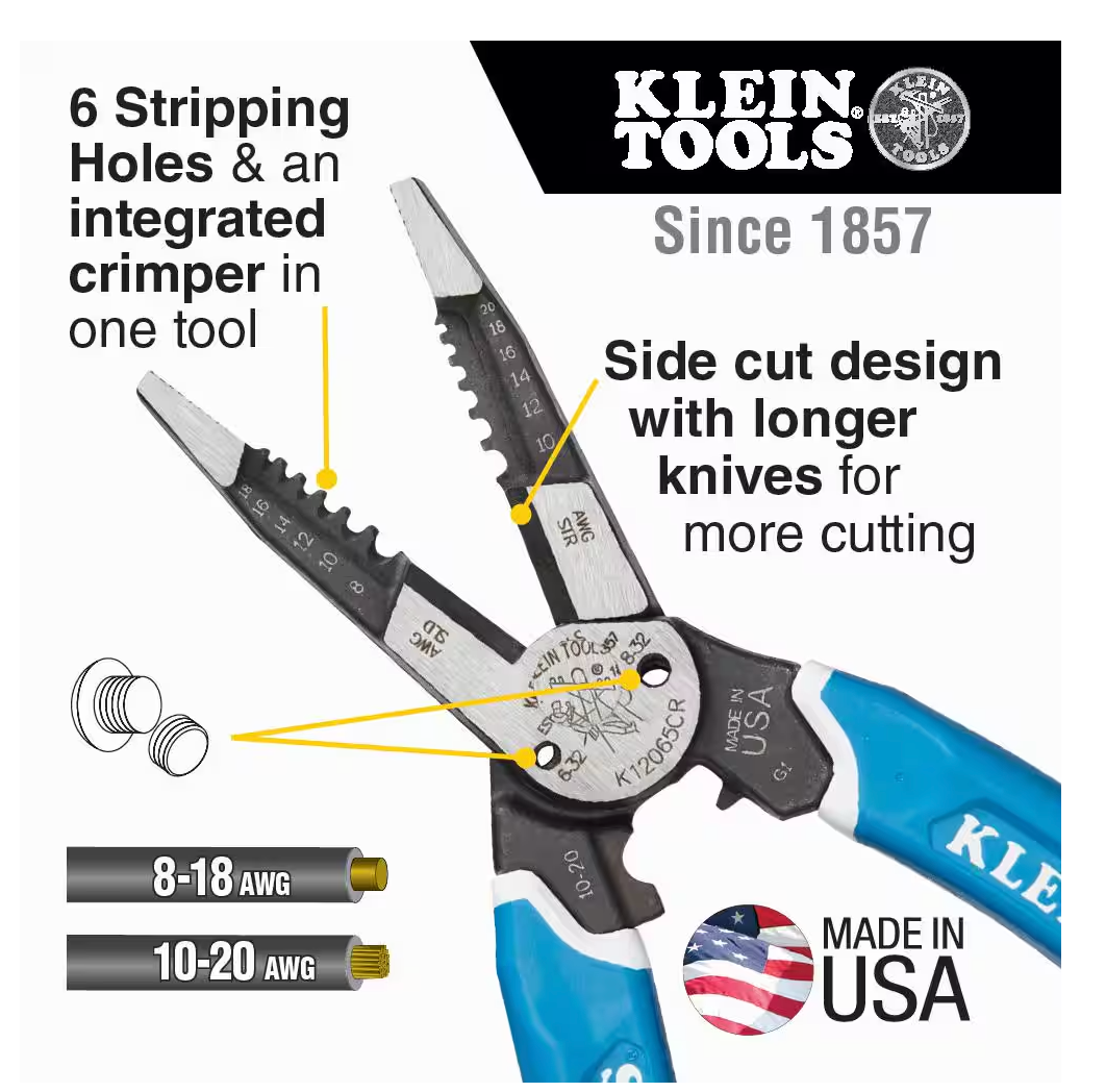 Klein Tools Klein-Kurve Heavy-Duty Wire Stripper/Cutter/Crimper Multi Tool (K12065CR)