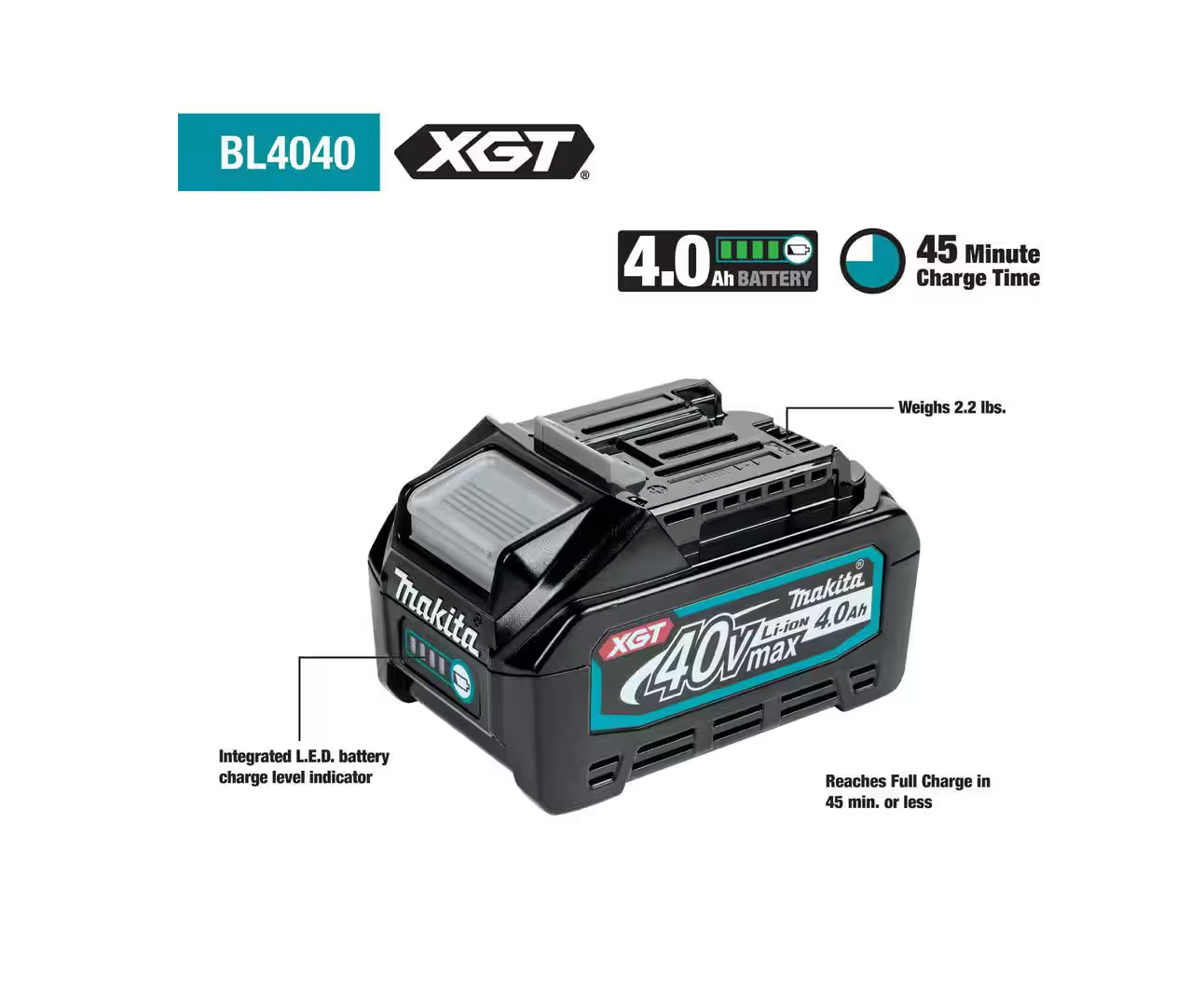 Makita 40V Max XGT 4.0Ah Battery (BL4040)