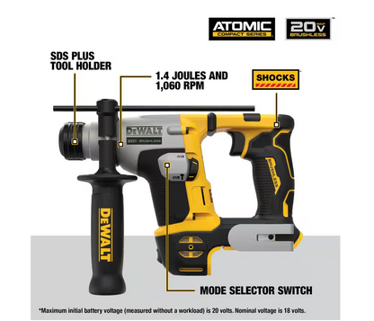 DEWALT ATOMIC 20V Ultra-Compact 5/8" SDS Plus Hammer Drill DCH172B (TOOL ONLY)