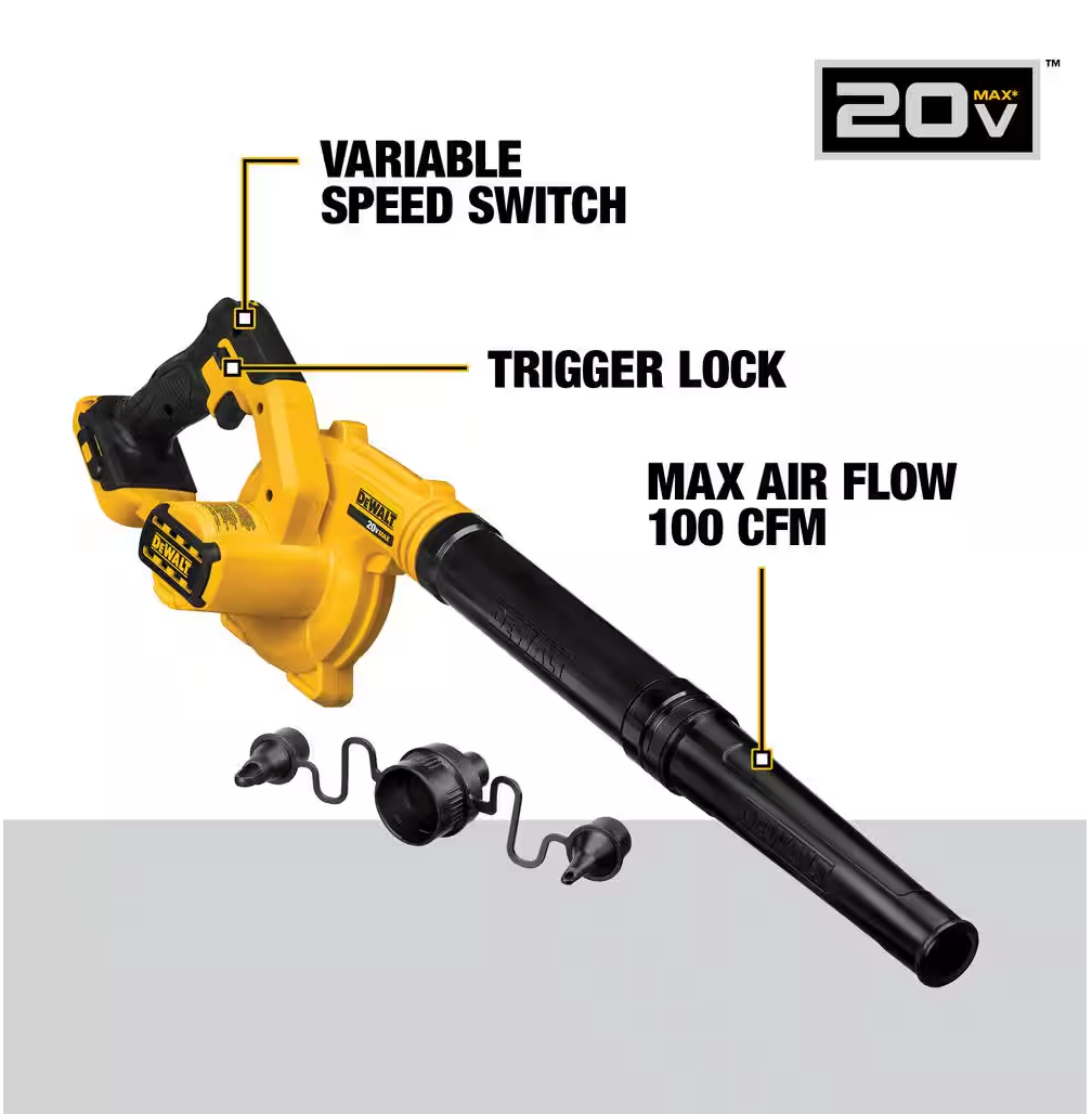 DEWALT 20V MAX Compact Blower 135 MPH 100 CFM DCE100B (TOOL ONLY)