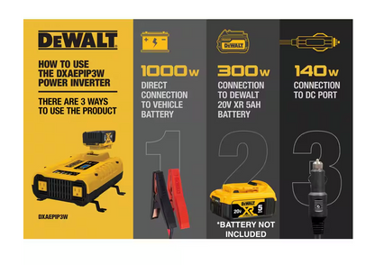 DEWALT 3-Way 1000-Watt Power Inverter Compatible (DXAEPIP3W)