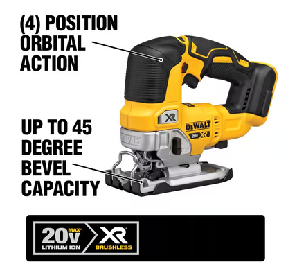 DeWALT 20-Volt MAX XR Cordless Brushless Jigsaw DCS334B (Tool-Only)