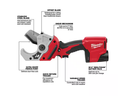 Milwaukee M12 12V PVC Pipe Shear 2470-20 (TOOL ONLY)