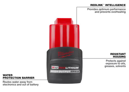 Milwaukee M12 12V Lithium-Ion CP High Output 2.5 Ah Battery Pack 48-11-2425