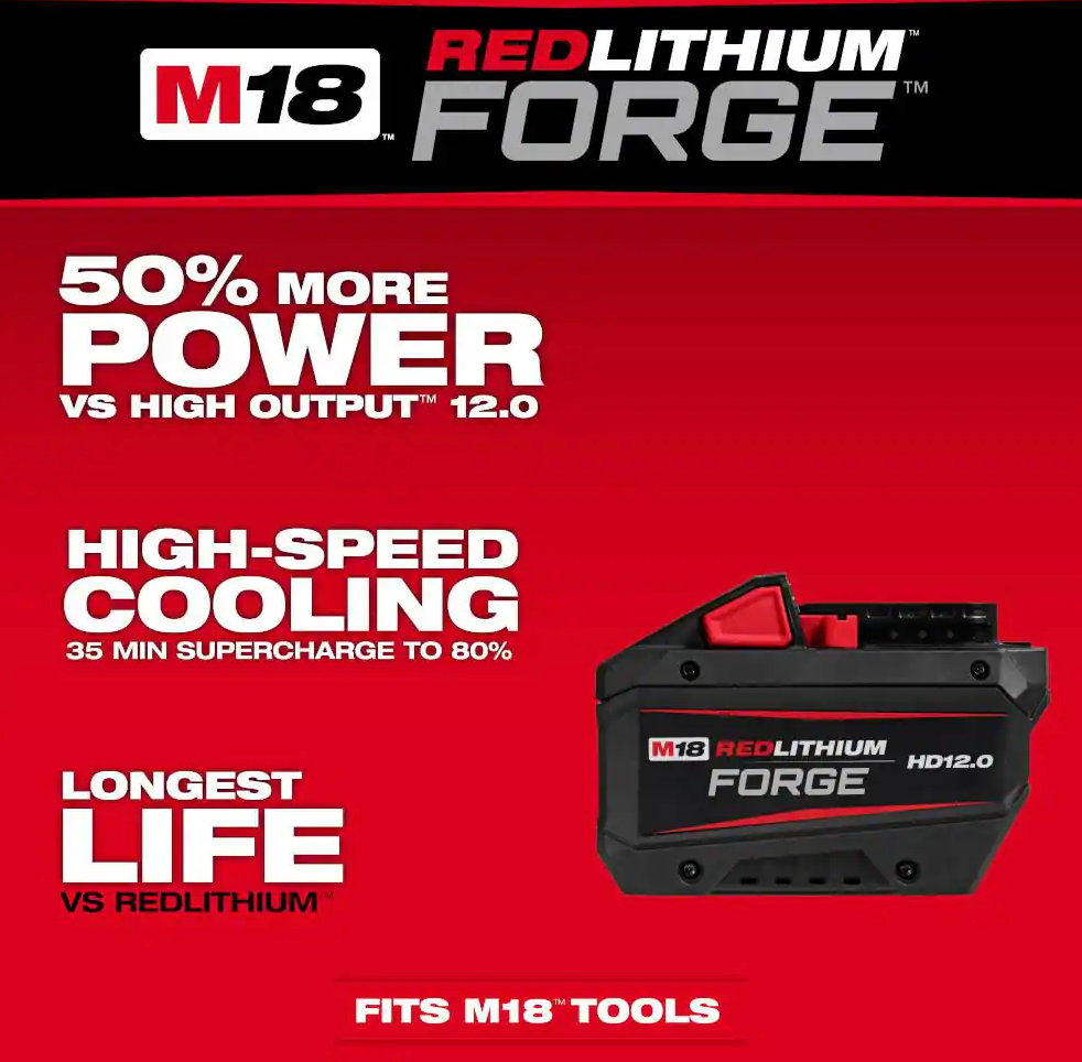 Milwaukee M18 18V REDLITHIUM FORGE HD 12.0 Ah Battery Pack (48-11-1813)