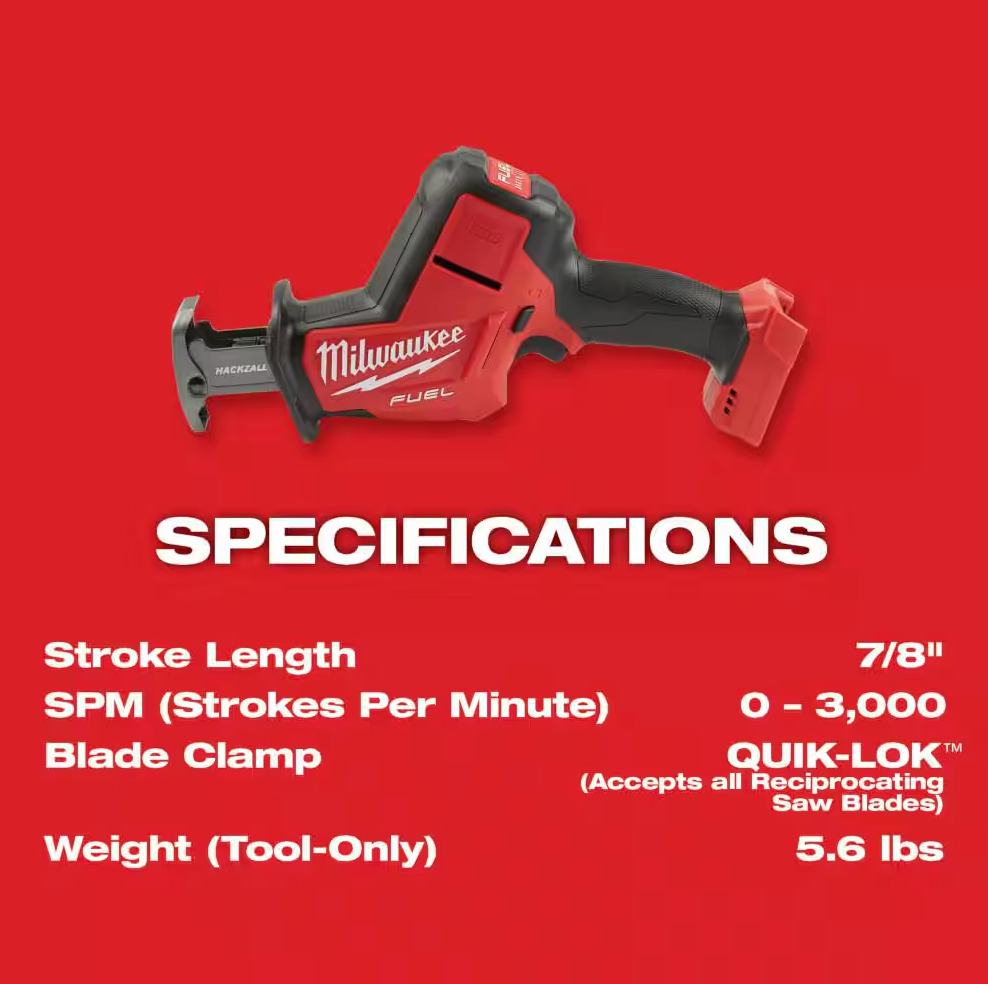 Milwaukee M18 18V HACKZALL Reciprocating Saw 2719-20 (TOOL ONLY)