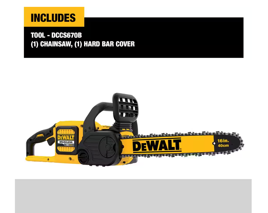 DEWALT FLEXVOLT 60V MAX 16"  Cordless Chainsaw DCCS670B (TOOL ONLY)