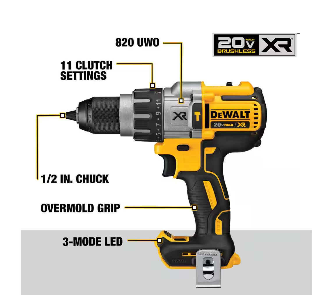 DEWALT 20V MAX XR 3-Speed 1/2" Hammer Drill DCD996B (TOOL ONLY)